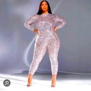 Fashion to Figure Silver Sequin Jumpsuit